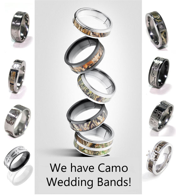Camo formal wedding rings
