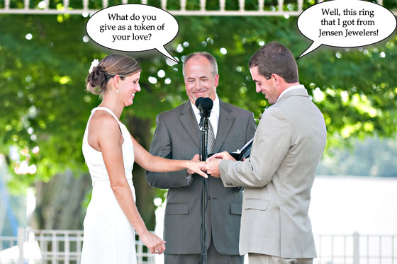 Mention Jensen Jewelers in your wedding and your rings could be free!