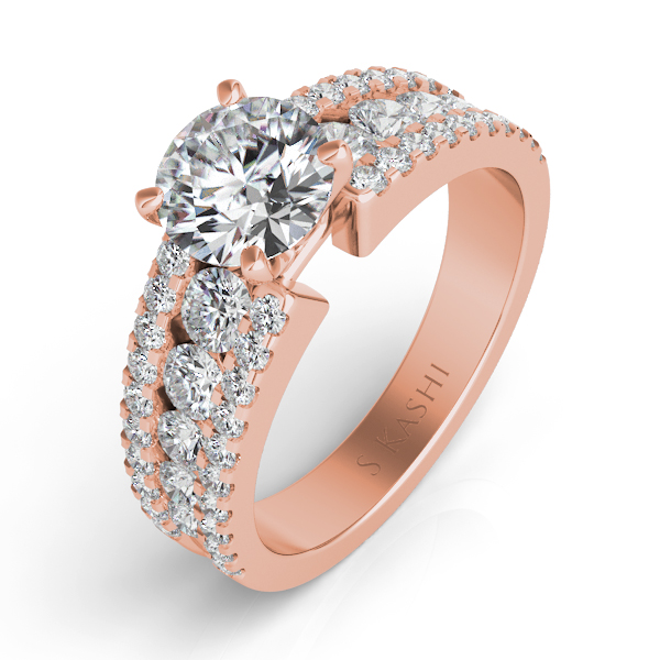 Diamond Engagement Ring 1.20 Carat 14K Rose Gold Vintage Antique Style  Engraved Handmade