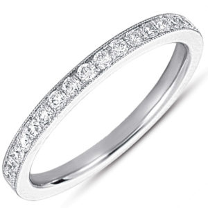 Classic Milgrain Edge Diamond Wedding Band