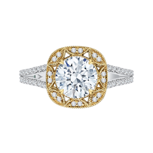 Two-Tone Vintage Halo Engagement Ring