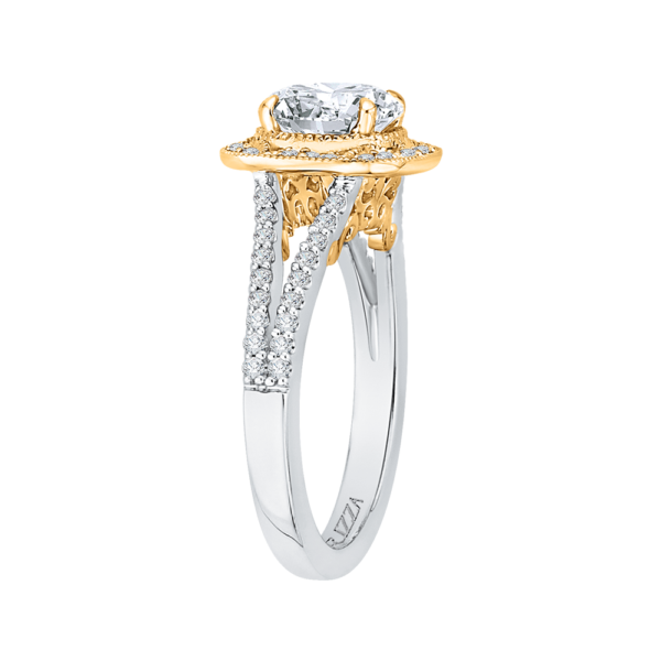 Two-Tone Vintage Halo Engagement Ring - Image 3