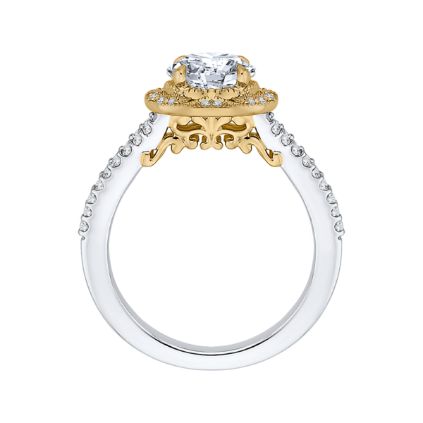 Two-Tone Vintage Halo Engagement Ring - Image 4
