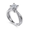 14K White Gold Round Twisted Diamond Engagement Ring - Image 3