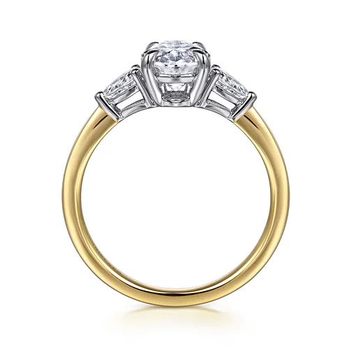14K White-Yellow Gold Oval Three Stone Diamond Engagement Ring | Jensen ...