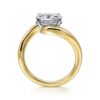 14K White-Yellow Gold Twisted Bypass Oval Diamond Engagement Ring - Image 2