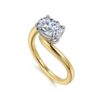 14K White-Yellow Gold Twisted Bypass Oval Diamond Engagement Ring - Image 3