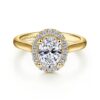 14K Yellow Gold Oval Halo Diamond Engagement Ring
