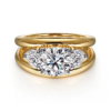 14K Yellow-White Gold Round Three Stone Diamond Engagement Ring