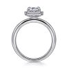 Art Deco 14K White Gold Halo Emerald Cut Diamond Engagement Ring - Image 2
