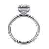 14K White Gold Emerald Cut Bezel Set Diamond Engagement Ring - Image 2