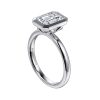 14K White Gold Emerald Cut Bezel Set Diamond Engagement Ring - Image 3