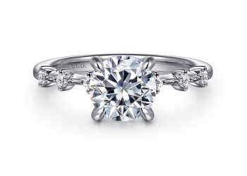 14K White Gold Round Spaced Diamond Engagement Ring