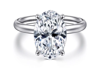 14K White Gold Oval Solitaire Diamond Engagement Ring
