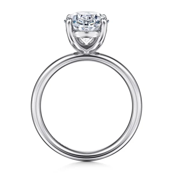 14K White Gold Oval Solitaire Diamond Engagement Ring - Image 4