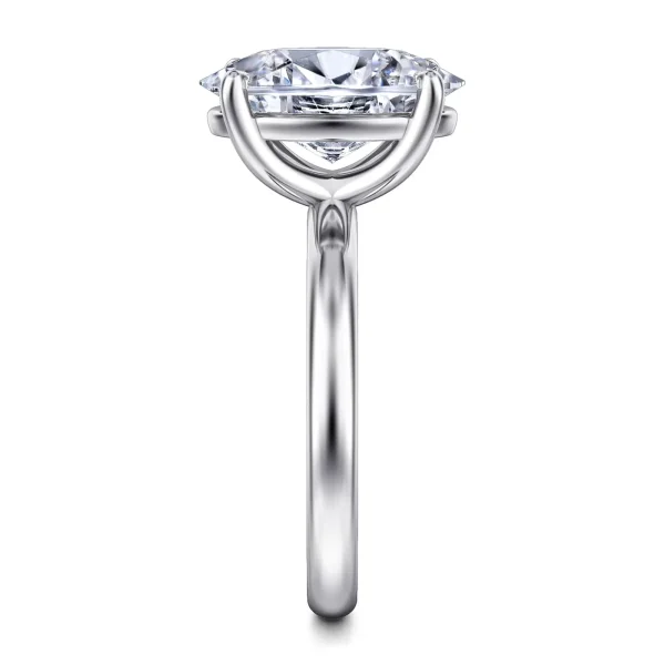 14K White Gold Oval Solitaire Diamond Engagement Ring - Image 3