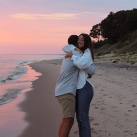 laketown-beach-holland-engagement-photo.jpg Romantic proposal on the dunes overlooking Lake Michigan at Laketown Beach